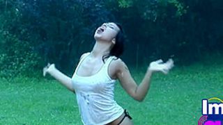 Hotty Paul showing perfect breast and booty Lingerie Beach