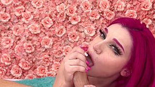Lily Lou - Charming Pink Hair Gigantic Tit Gf Gives Boyfriend Sloppy Blowjob Until He Cumming On Her Face - Oral Sex Bratz