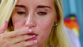 Blonde Teeny Naomi Woods Displays Her Tight Tanlined Body and Masturbate On-Online Camera