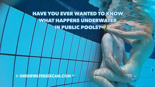 Real couples have real underwater sex in public pools filmed with a underwater online camera