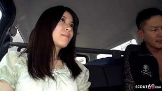 Shy Chinese Teeny Madoka Araki seduce to Blow Stranger Dick in Car