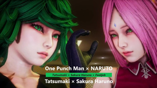 1 Punch Boy × NARUTO - Tatsumaki × Sakura Haruno × Footjob - Lite Version