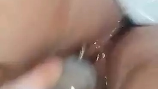 Gigantic butt youngster masturbating under the shower