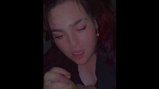 She likes to blow on my humongous prick