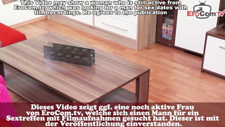 German thin student teenie mounts with a bodybuilder