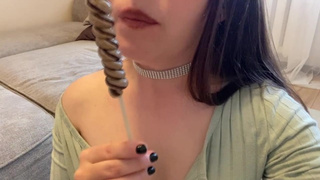 I wanted a lollipop, I got a meat! Large sperm shot in mouth!