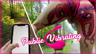 Public dare - stepsister walks outside with no panties and with remote control vibrator in her vagina