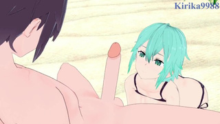 Sinon (Shino Asada) and I have intense sex on the beach. - Sword Art Online Anime four
