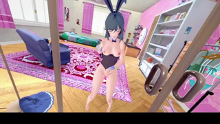 3D/Anime/Hentai, Bunny Slut Senpai: Adult Mai Sakurajima Solo Masturbate In The Mirror (SELF PERSPECTIVE)