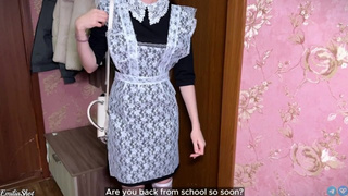 Лишение девственности сводной сестры - школьницы. Русское с разговорами