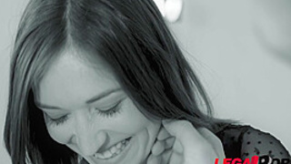 Sexy thin teenager Mina fills her shaved pink with tutor's large dong GP276 - PornWorld