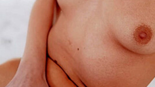 Naked brunette masturbate doggy-style