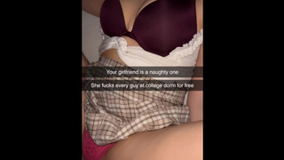 Cheating college skank hammered roughly in student dorm on Snapchat
