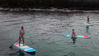 Paddle Boarding And Sunbathing Babes On Vacation Miss Pussycat With Rebeka Ruby Adriana And Sammy