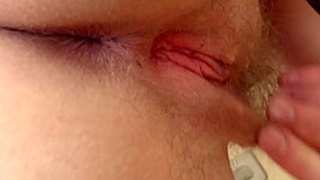 Milly strips naked and shows off her hairy body