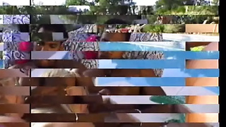Blonde honey with cute butt by pool fucking hot african penis hard