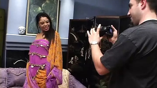 attractive lady takes off her thong and looks forward to the monstrous penis