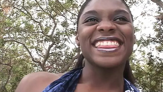 Kinky ebony lady gets her cunt sexed by a hubby with gigantic wang on the sunbed