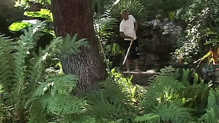 Lucky worker gets brought into the house to fuck a tight blonde babe