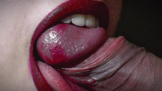 Soft ORAL SEX with LIPSTICK staining his COCK and SPUNK IN MOUTH