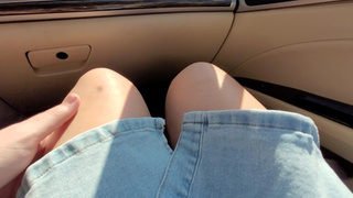 Jeans Skirt No Panties with Wet Vagina