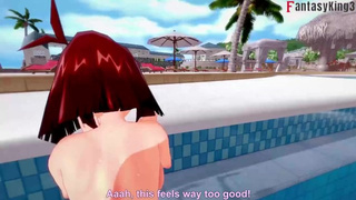 Anzu Mazaki fucking hard on the pool | four | Yu-gi-Oh | Full & FPOV Versions on Patreon: Fantasyking3