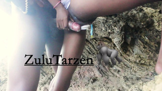 Twat drains cum from prick at the beach