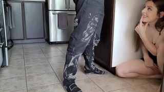 She knows her step bro has a BIG rod & she just wants to see it