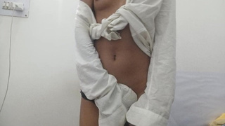 Thin ukrainian lady spreads her hairy rear-end