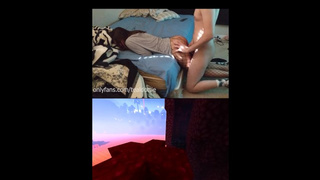 College gf in fishnets mounts and rammed with Minecraft Parkour