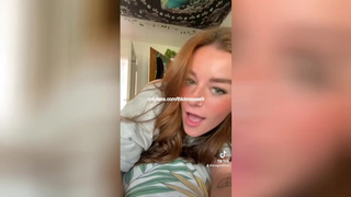 Sexy 18yo brunette playing with a massive juicy meat on Tiktok Live