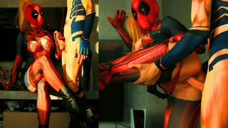 Deadpool vs Wolverine. Crazy Sexual Fight - Facesitting, Cream-pie - MollyRedWolf