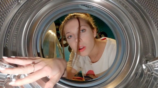 Typical Problems With Washing Machine - Bitch enjoys feeling that rod deep in her pink wet vagina