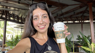 Crazy CUMWALK in STARBUCKS - Bj in Public Toilet, Drinking coffee with Jizz