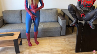 - Oh, no, I was bitten by a dark spider! - And I was bitten by a red 1. Let's squirt!