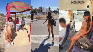 Naked Public Bus Ride and Walk Embarrassed ENF