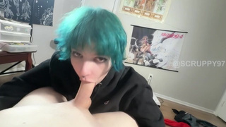 Emo Chick Uses Throat and Big Titties to Milk Monstrous Penis and Gets Sperm shot