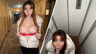 Kinky Babe Lick my Schlong in Public Elevator - Quickie Bj Part one