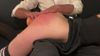 Spanking session with daddy – real cums