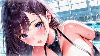 【AI Art】Dirty Swimming Club　～My gf who always shows me her sweet melons.～