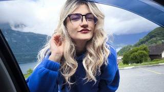 Blonde hitchhiker let him cream-pie her mouth next to the church !!!