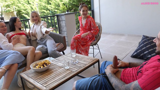 Attractive Youthful Skank Publicly Pounded by an Italian Lover with a 10 inch Meat on a Summer Patio!