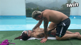 Masseuse gets a deep oral sex from a Hispanic skank - Katy Blake II