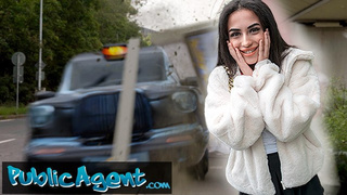 Public Agent thin British Brunette Licks and Rides after Nearly Getting Run Over by a Runaway Taxi