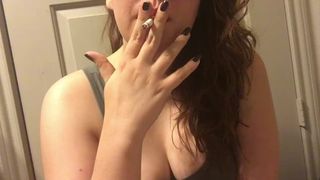 REAL SMOKER'S COUGH Brunette Babe Cork Tip 100 Sexy Cleavage Teen Big Tits