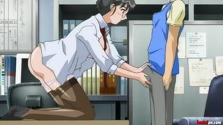 Uncensored - Sexy Hentai Teacher gives her Horny Student a Naughty Blowjob