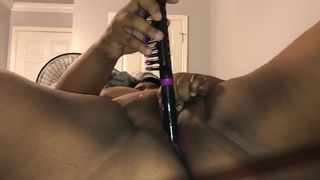 Big Slut Fucks herself with Brush to Squirt