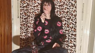 Smoking Goth Girl after a Long Day behind the Scene Pt1 HD