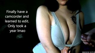 Cum Explosion on Valerie Dark's Big Tits in Tank Top & Slow Motion at end