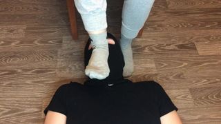 Sexy Teen Girl after Gym in Nike Gray Socks Domination and Gagging Socks